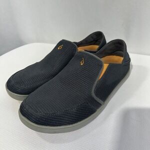 Olukai Nohea Shoes Mens Sz 10 Mesh Slip On Dark Shadow Gray Loafer 10188-4242